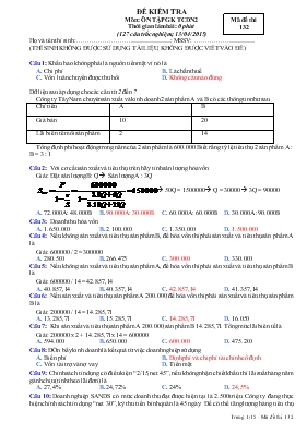 Đề kiểm tra môn Ôn tập - Mã đề 132